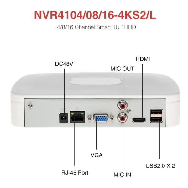 Dahua Original 4K NVR 4/8/16CH Smart H.265 Network Video Recorder  P2P NVR4104-4KS3 NVR4108-4KS3 NVR4116-4KS3 - Image 2