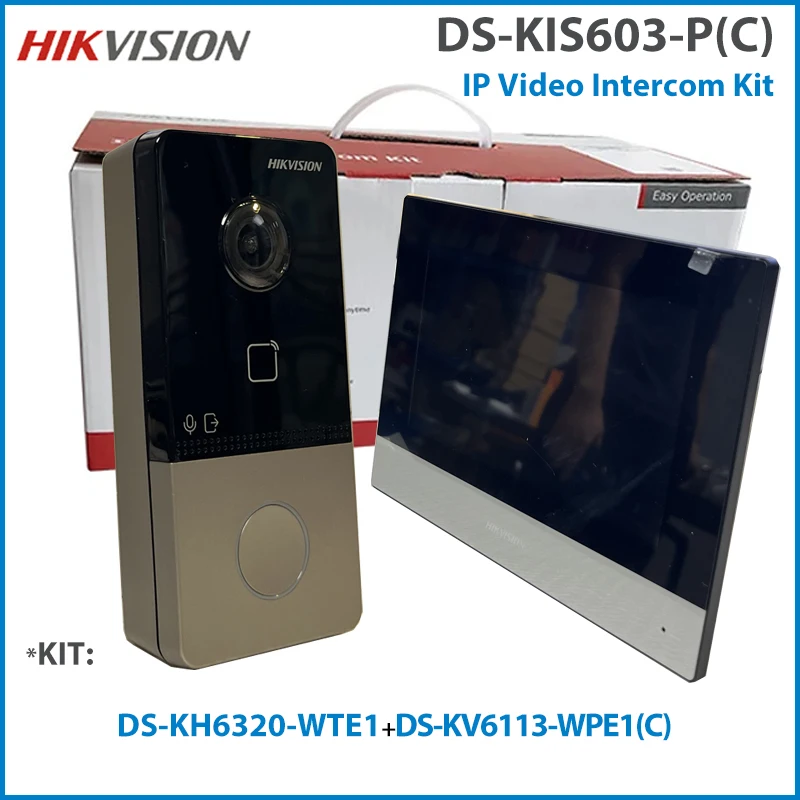kf-S5acfba1c689b415891a0f64f49f3b7baQ-Hikvision-DS-KIS603-P-C-Video-Intercom-Kit-Built-in-Mic-DS-KV6113-WPE1-C-Doorbell.webp Hikvision DS-KIS603-P(C) Video Intercom Kit Built-in Mic DS-KV6113-WPE1(C) Doorbell DS-KH6320-WTE1 POE Door Station WIFI Monitor - Image 5