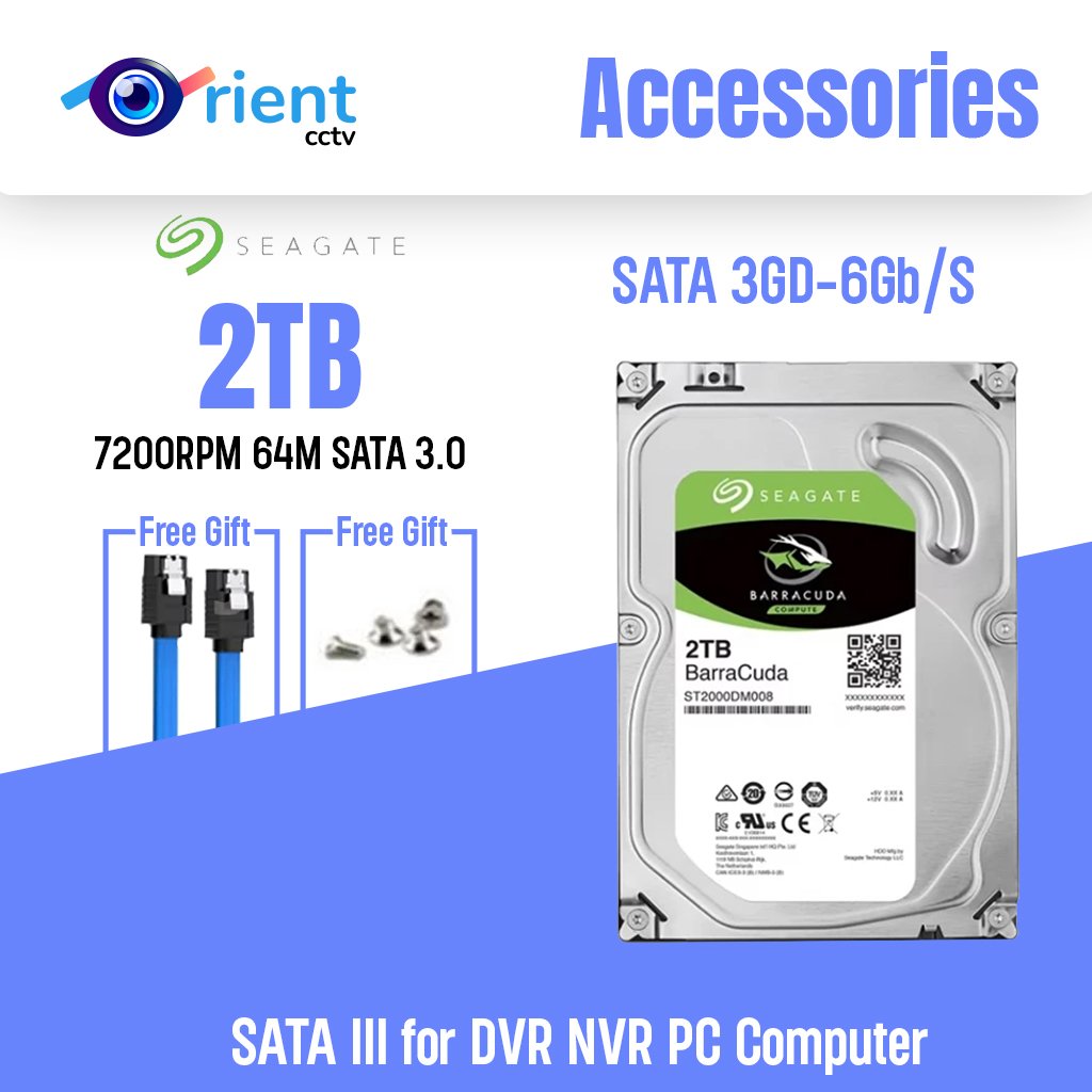 12 Seagate 2TB Hard Drive Disk New HDD Desktop Internal HD 2000GB 2TB Hard disk 7200RPM 64M 3.5" 6Gb/s Cache SATA III for  DVR NVR PC Computer - Image 1