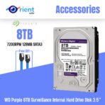 WD Purple 8TB Surveillance Internal Hard Drive Disk 3.5" Cache SATA III 6Gb/s HDD HD Harddisk for CCTV DVR NVR PC Computer