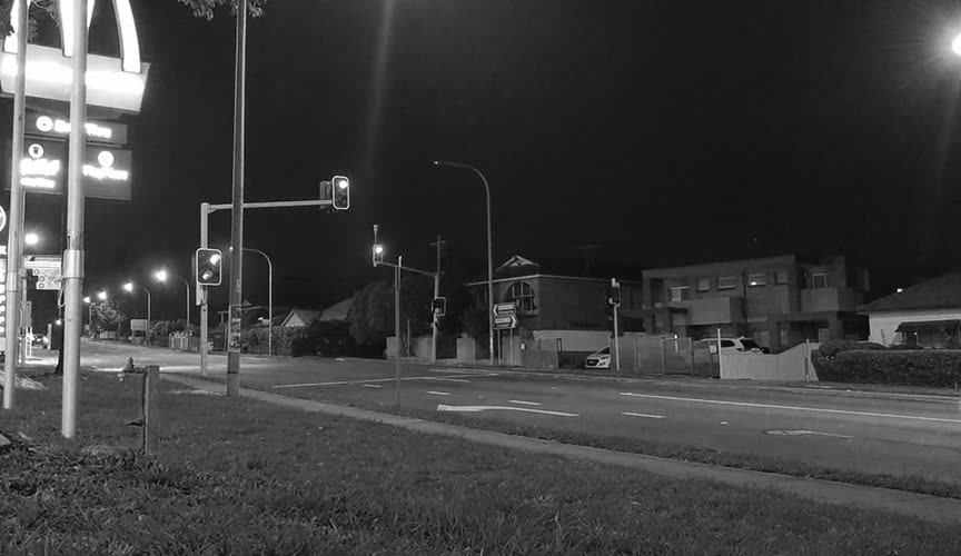 Infrared black and white night vision street view