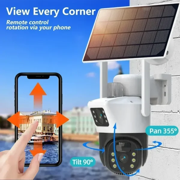 4G SIM Solar Camera PTA Approved  V380 Pro 4K 8MP(4MP+4MP)  Dual Lens Dual Screens Outdoor Waterproof - Image 6