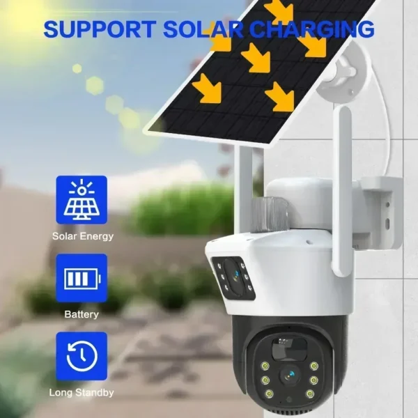 4G SIM Solar Camera PTA Approved  V380 Pro 4K 8MP(4MP+4MP)  Dual Lens Dual Screens Outdoor Waterproof - Image 2