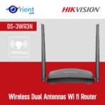 Hikvision 2.4 300Mbps Network Wireless Dual Antennas Wi fi Router for Home, Black, DS-3WR3N