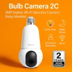Bulb Camera IMOU 2C 3MP Indoor Wifi Security Camera Baby Monitor Color View AI Human Detection