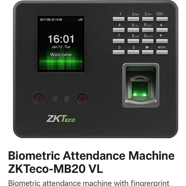 ZKTeco MB20 VL Biometric Attendance Machine – Face & Fingerprint Scanner with Attendance Reports – Ideal for Offices, Schools & Shops in Pakistan