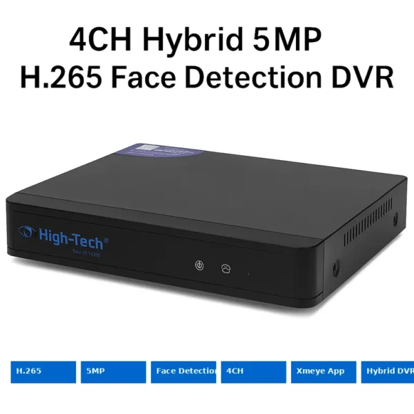 4CH Hybrid 5MP H.265 Face Detection DVR - Xmeye App, HDMI Output, Supports Dahua/Hikvision