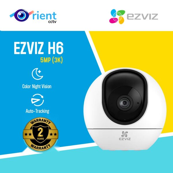 EZVIZ H6 5MP 3K Smart Home Security Wi-Fi Camera, 360° Pan/Tilt Indoor IP Camera