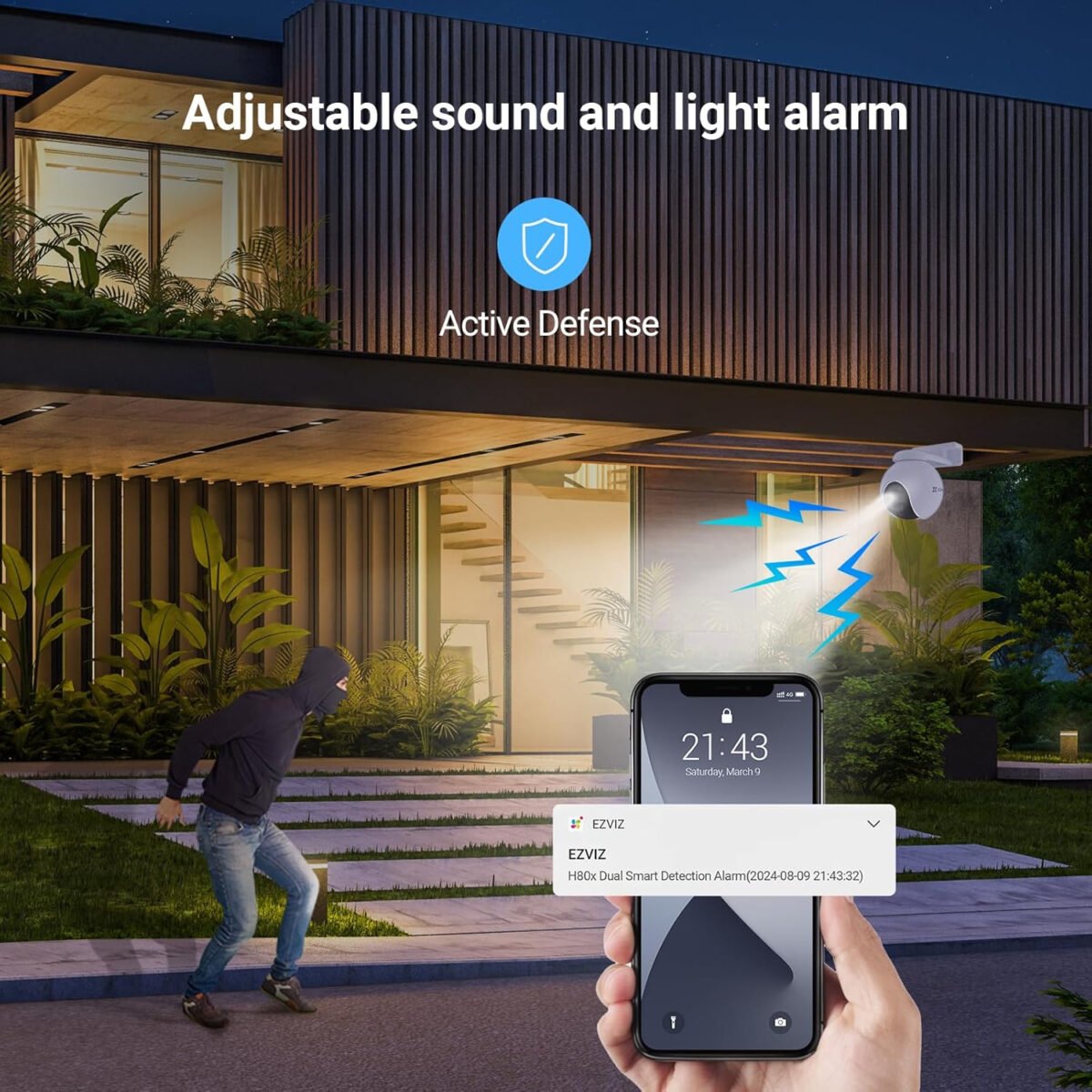 EZVIZ 4K Dual-Lens 8MP+2MP Outdoor Camera, Security Camera Wireless with 30m Colour Night Vision, AI Person/Vehicle Detection, Auto-Tracking, Active Defense, H80x - Image 7