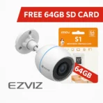 EZVIZ H3c 2MP Outdoor Wi-Fi Bullet Camera + Free 64GB SD Card | Full Color Night Vision | Motion Detection | IP67 Waterproof