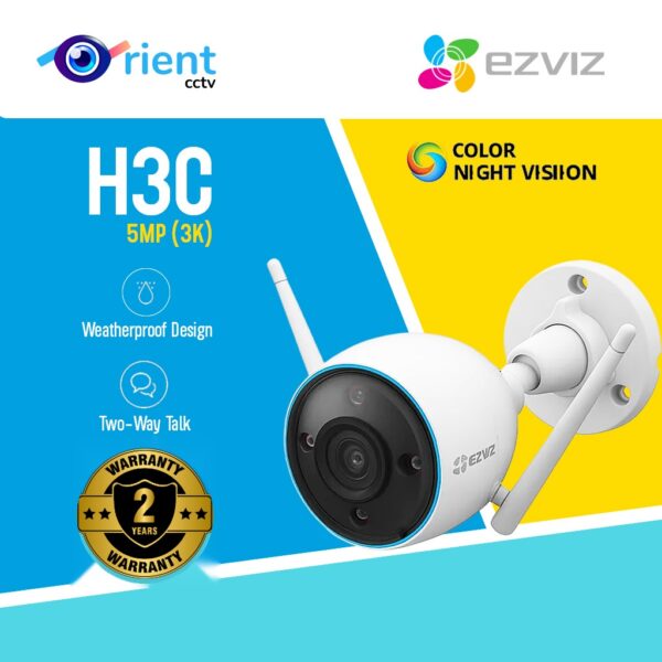 EZVIZ H3c 5MP (3K) Outdoor Wi-Fi Camera – Color Night Vision | Smart Security Camera for Home & Office (Wireless)