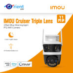 IMOU Cruiser Triple Lens Outdoor 11MP Camera 2 Red-Bule Warning Light PTZ WiFi Camera Vehicle & Human Detection Surveillance Monitor