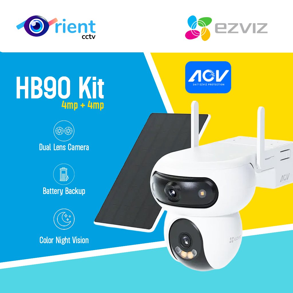 EZVIZ 4MP+4MP Dual Lens Solar Security Camera Outdoor Wireless with 8W Solar Panel, 10400mAh Large Capacity Battery, Low Energy AOV Tech, Colour Night Vision, Human Vehicle Detection, HB90 Kit - Image 1