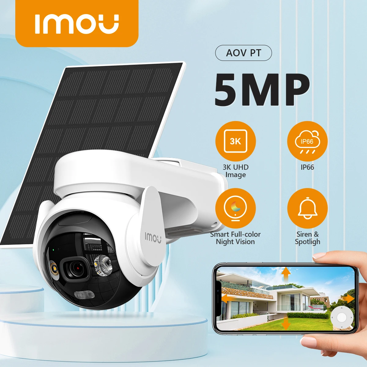 IMOU AOV PT 5MP With Solar Panel 360° PTZ Outdoor Security Camera 4G LTE PTA Approved Wifi Network 10000mAh Battery Auto Tracking IP Camera - Image 1