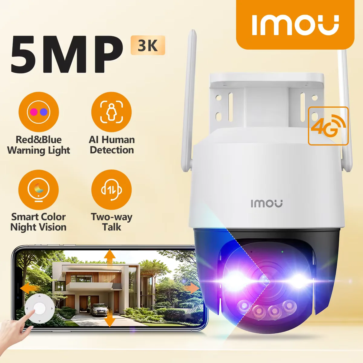 IMOU Cruiser SC 4G Outdoor Security Camera with Red-Blue Warning Lights Full Color Night Vision AI Human Detection IP66 - Image 1
