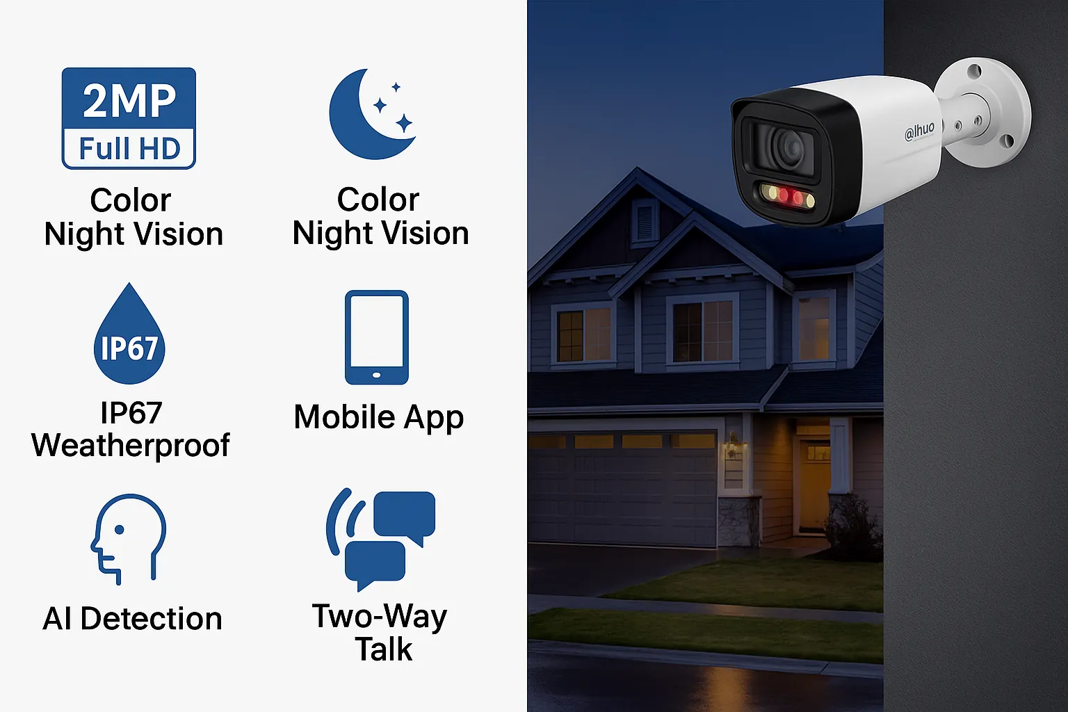 HFW1239TLP-PV_converted Dahua DH-IPC-HFW1239TL1-PV –S6 2MP Dual Light Two-Way Talk IP Bullet Camera | Full HD Security System Pakistan - Image 2