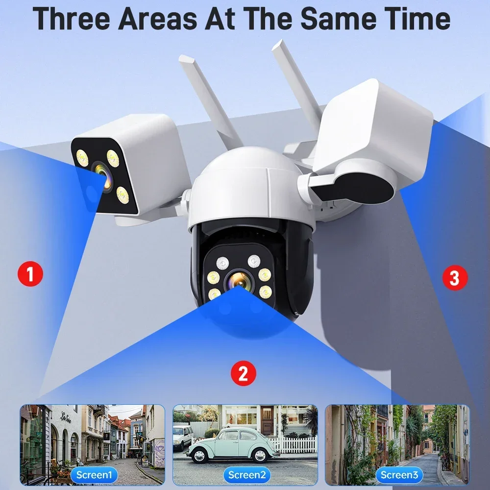 kf-S26e68f3f1e1d464693356ba35acfedf98 V380 Pro Smart WiFi Security Cameras 9MP 4K 3 Lens 3 Screens Waterproof Wireless CCTV PTZ 360 Intelligent Outdoor Surveillance Camera - Image 4