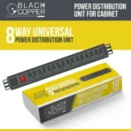 Black Copper  8-Port Rackmount Power Distribution Unit with Surge Protection