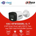 Dahua HAC-HFW1200RL-IL-T 2MP Smart Dual Light HDCVI Two-Way Talk Outdoor Bullet CCTV Camera | Full HD 1080p Security Camera