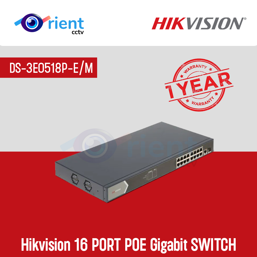 HIKVISION DS-3E0518P-E M 16 PORT POE Gigabit SWITCH HIKVISION DS-3E0518P-E/M 16 PORT POE Gigabit SWITCH - Image 1