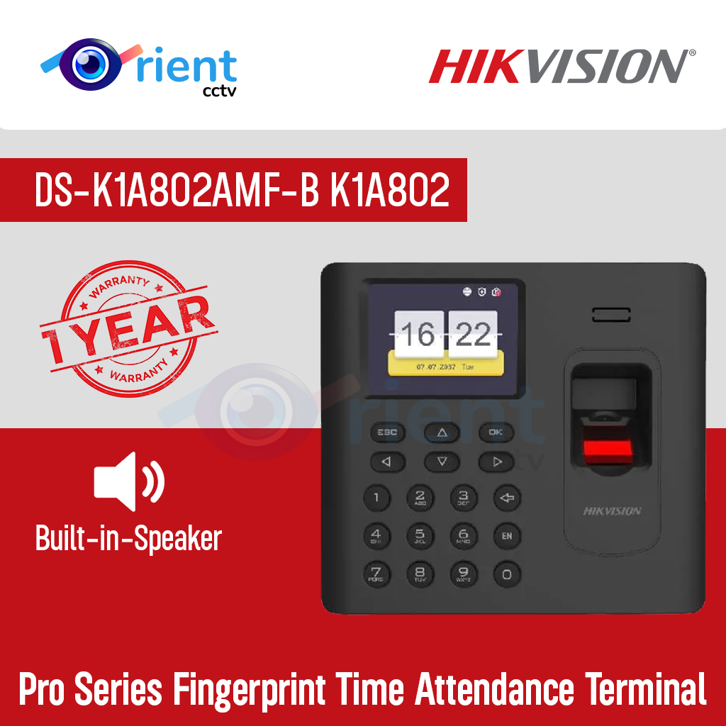 HIKVISION DS-K1A802AMF-B K1A802 Pro Series Fingerprint Time Attendance Terminal HIKVISION DS-K1A802AMF-B K1A802 Pro Series Fingerprint Time Attendance Terminal - Image 1