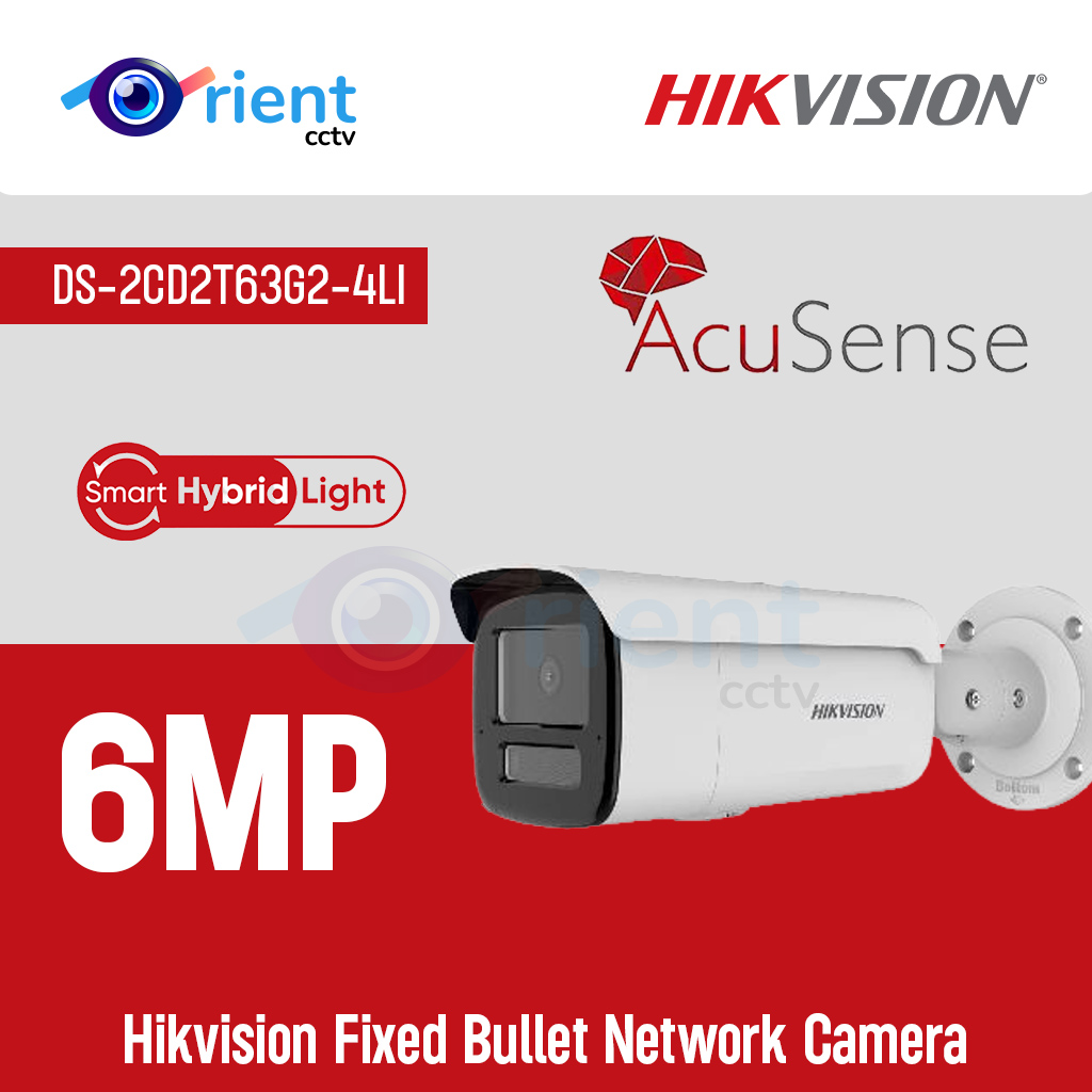 Hikvision DS-2CD2T63G2-4LI 6MP Acusense Smart Hybrid Light Fixed Bullet Network Camera - Image 1