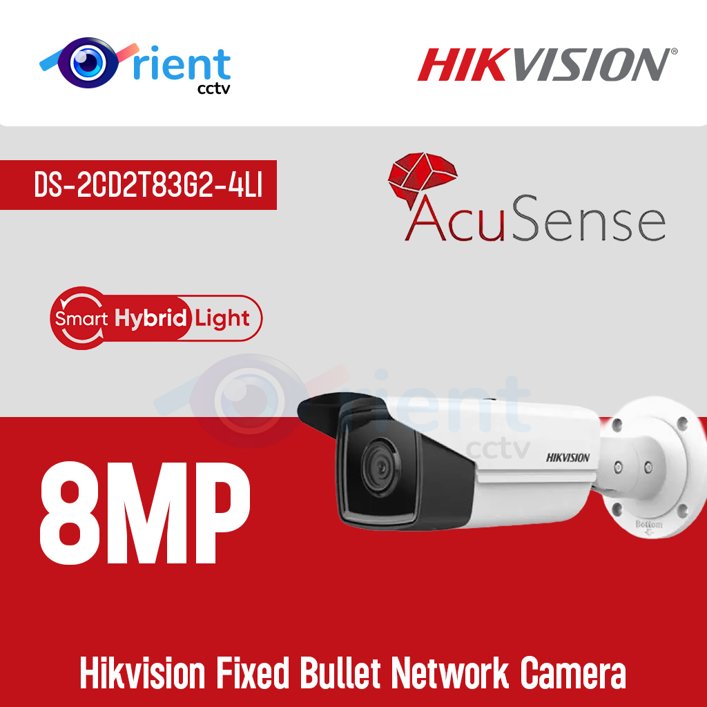 Hikvision DS-2CD2T83G2-4LI 8MP Acusense Smart Hybrid Light Fixed Bullet Network Camera