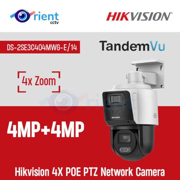Hikvision DS-2SE3C404MWG-E14 TandemVu 4MP+4MP 4X POE PTZ Network Camera