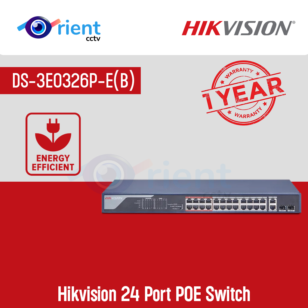 Hikvision DS-3E0326P-E(B) - 24 Port POE Switch - Image 1