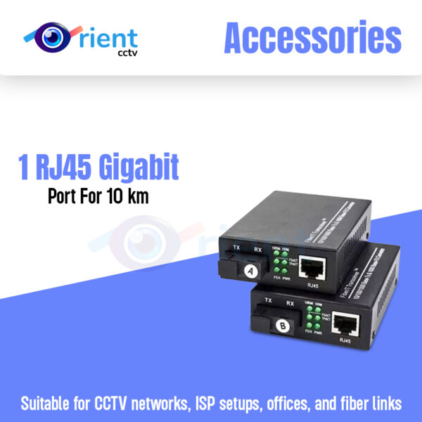 Media Converter Single Mode Single Fiber , 1 RJ45 Gigabit Port For 10 km