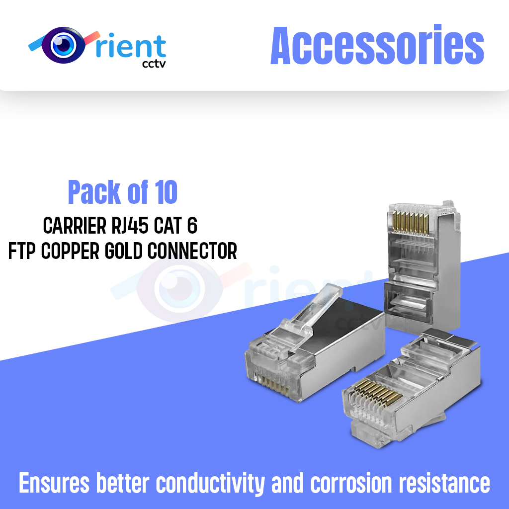 Pack of 10 CARRIER RJ45 CAT 6 FTP COPPER GOLD CONNECTOR Pack of 10 CARRIER RJ45 CAT 6 FTP COPPER GOLD CONNECTOR