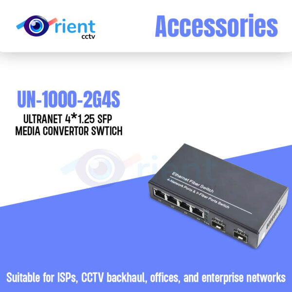ULTRANET UN 1000-2G4S 4 125 SFP MEDIA CONVERTOR SWTICH
