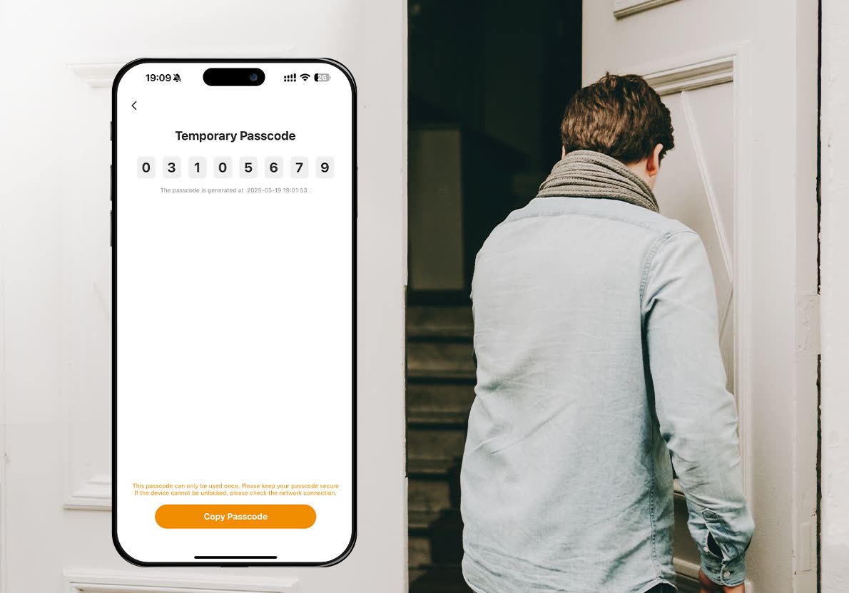 Temporary passcode in the app for guests
