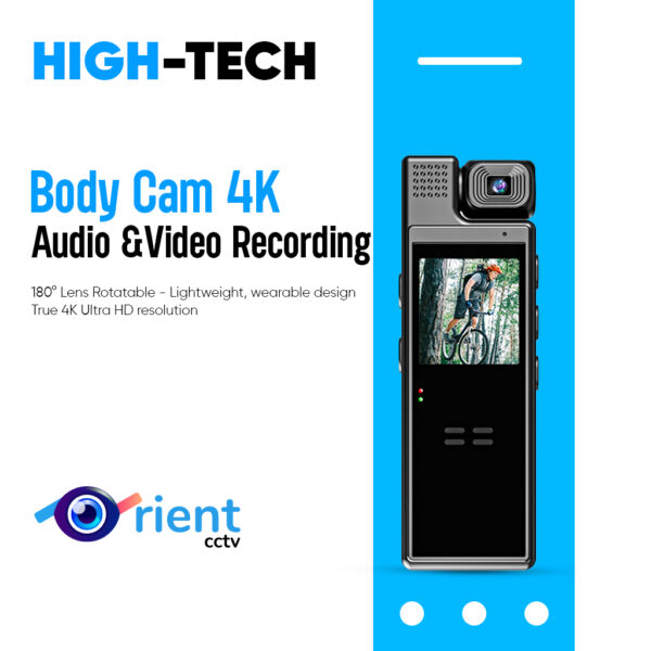 Body Cam 4K with Audio and Video Recording 180°Lens Rotatable