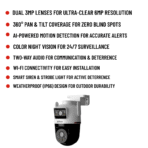 Dahua P3D-3F-PV-P 3+3MP Dual Lens WIZ COLOR WiFi Outdoor Camera  Pan Tilt Security Camera - Image 2