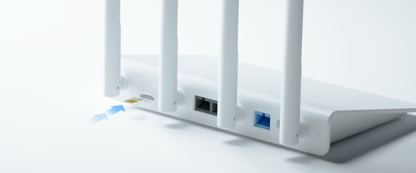 SIM card slot and LAN WAN ports of the HMR300 router