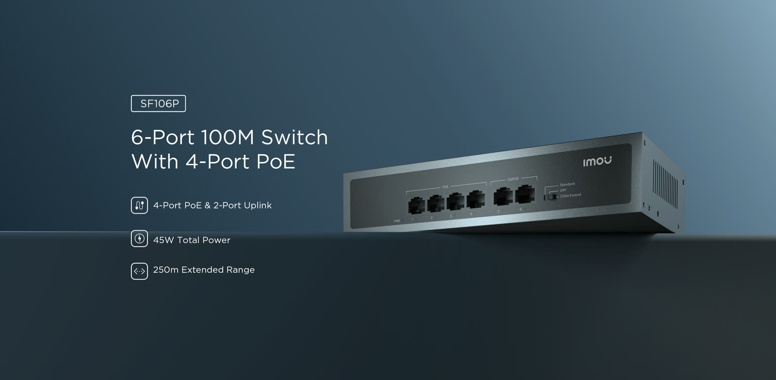 IMOU SF106P 6 port switch with 4 port PoE 45W