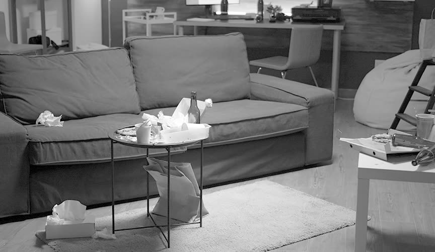 Infrared night vision view of the living room
