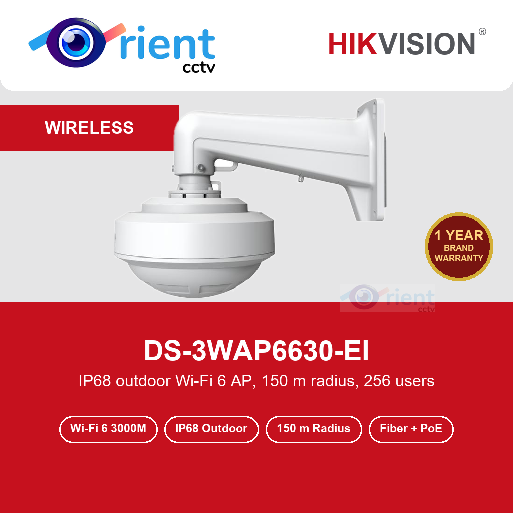 Hikvision DS-3WAP6630-EI Wi-Fi 6 3000M Outdoor Access Point | IP68 Waterproof | 150m Radius | PoE + Fiber Port | 256 Clients Hikvision DS-3WAP6630-EI Wi-Fi 6 3000M Outdoor Access Point | IP68 Waterproof | 150m Radius | PoE + Fiber Port | 256 Clients