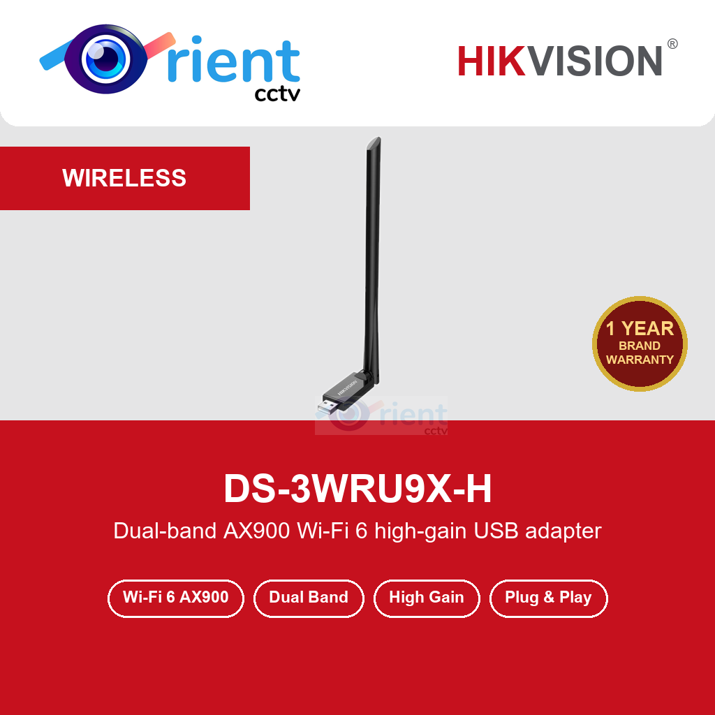 Hikvision DS-3WRU9X-H AX900 Wi-Fi 6 High Gain USB Adapter | Dual Band 2.4/5 GHz | Plug & Play | Windows & Linux Hikvision DS-3WRU9X-H AX900 Wi-Fi 6 High Gain USB Adapter | Dual Band 2.4/5 GHz | Plug & Play | Windows & Linux