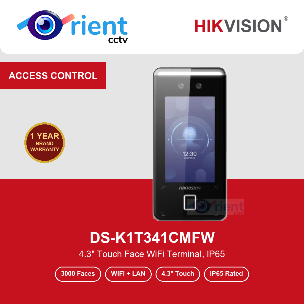 HIKVISION DS-K1T341CMFW Face Recognition Terminal | 3000 Faces + Fingerprints + Cards | WiFi | 4.3" Touch | Two-Way Audio HIKVISION DS-K1T341CMFW Face Recognition Terminal | 3000 Faces + Fingerprints + Cards | WiFi | 4.3" Touch | Two-Way Audio