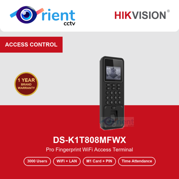 HIKVISION DS-K1T808MFWX Pro Fingerprint Terminal | 3000 Fingerprints + 3000 Cards | WiFi + LAN | Access Control + Time Attendance