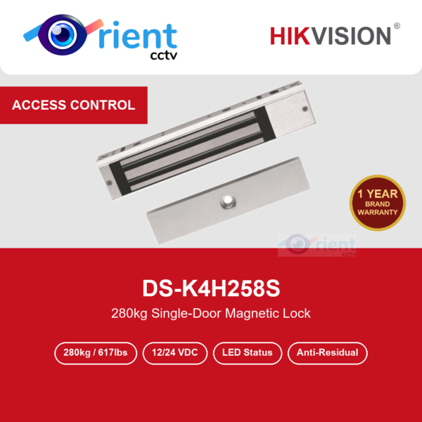 HIKVISION DS-K4H258S Magnetic Lock | 280kg (617lbs) Holding Force | Single Door | LED Status Indicator
