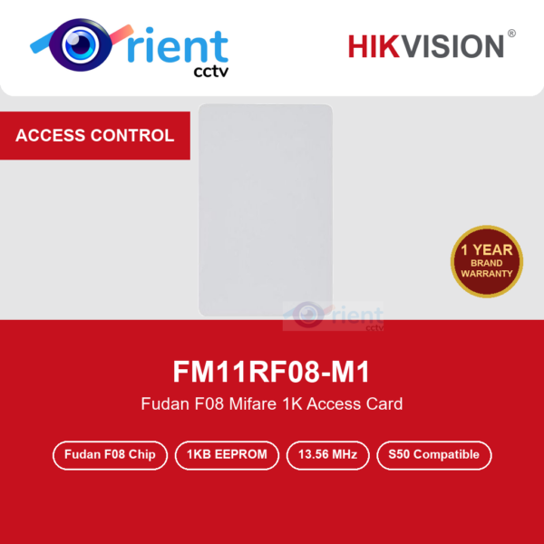 HIKVISION FM11RF08-M1 Mifare Card | Fudan F08 Chip | 13.56MHz | 1KB EEPROM | S50 Compatible