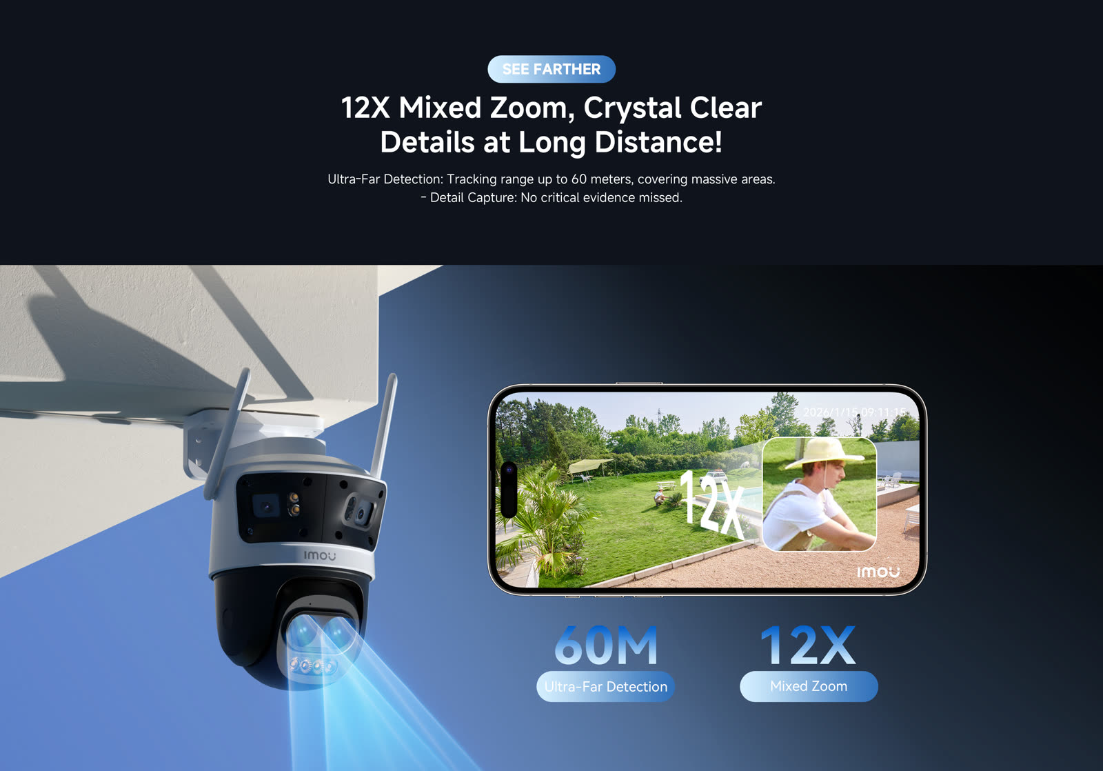 IMOU Cruiser Pano Z 13MP Outdoor PTZ Security Camera, 12x Mixed Zoom Panoramic Surveillance feature 5