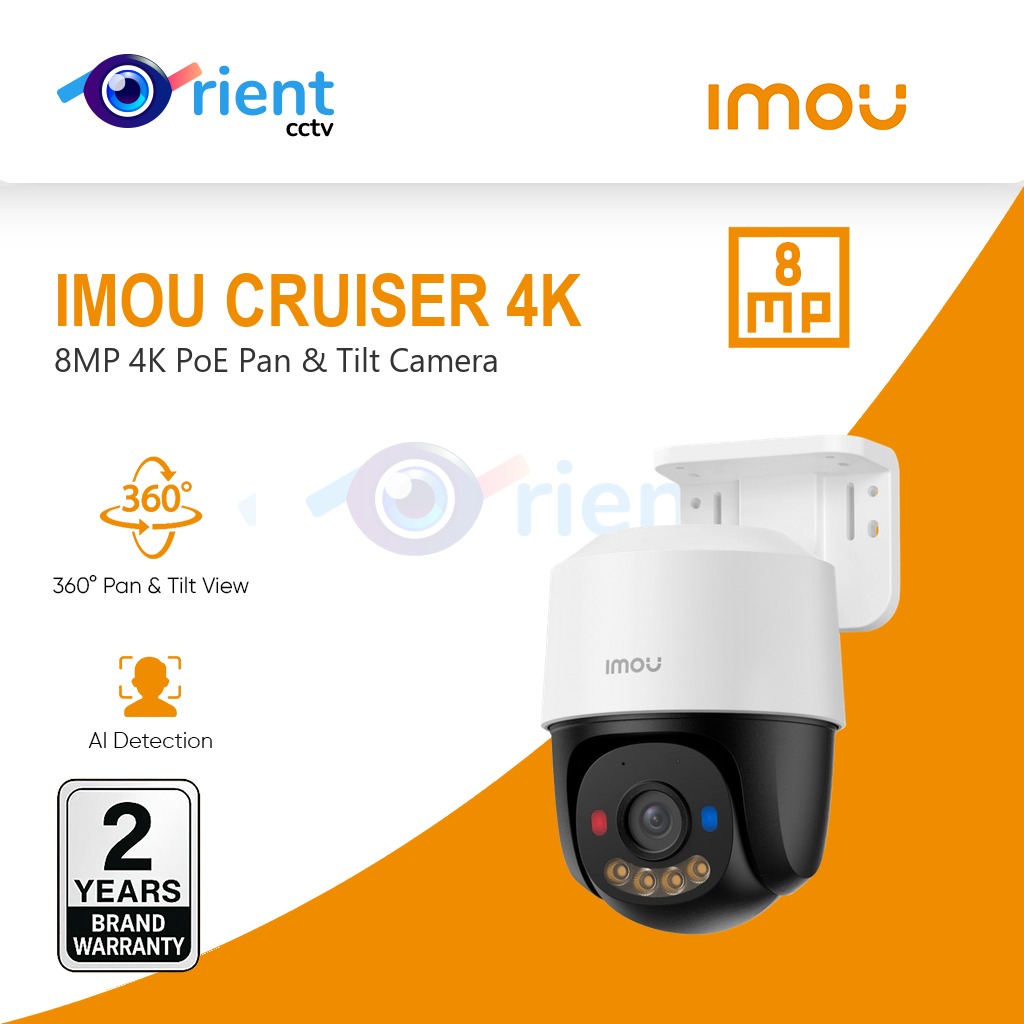 IMOU PC4K-CTS/WL (IPC-PS7FP-1L8X0) 8MP 4K PoE Cruiser Pan-Tilt Outdoor Camera | AI Detection, Full-Color Night Vision & Two-Way Audio