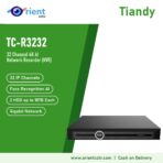 Tiandy TC-R3232 4HA 32 Channel 4K AI NVR | Face Recognition, Up to 16MP Cameras, 160Mbps, 2 HDD up to 10TB Each, Gigabit