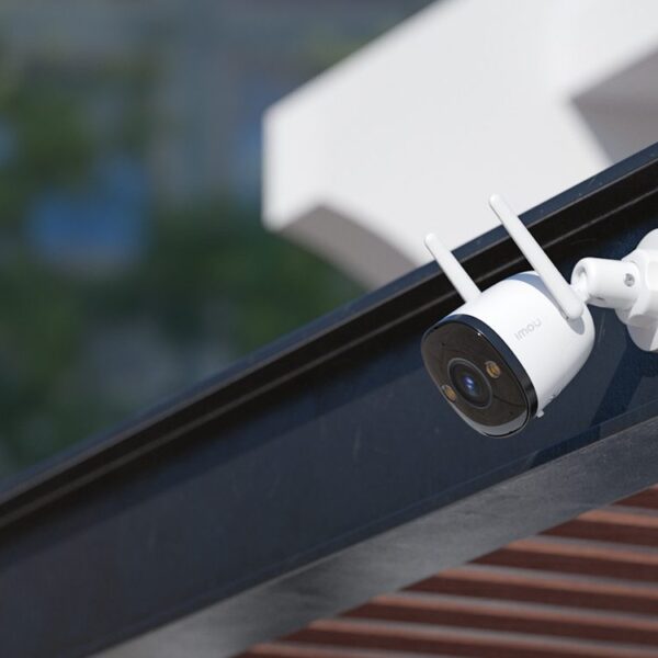 IMOU Bullet 3 outdoor Wi-Fi camera mounted under a roof