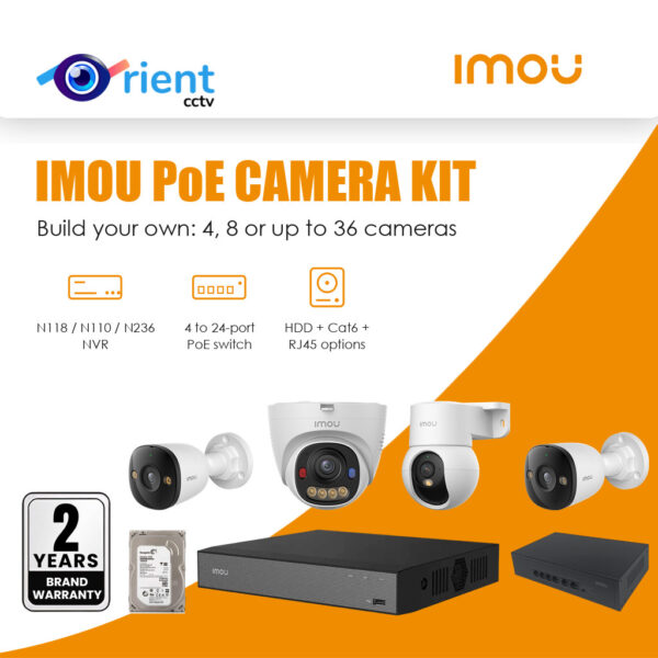 IMOU PoE camera kit price in Pakistan – 4 to 36 cameras with N110, N118 or N236 NVR, PoE switch and hard disk