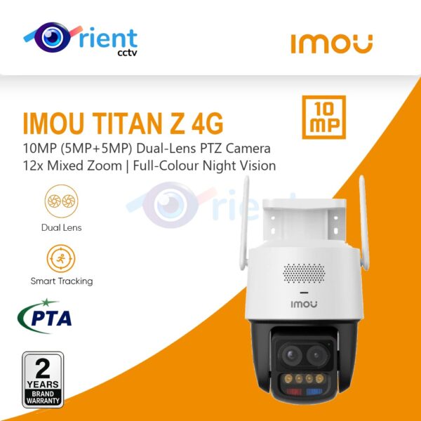 IMOU Titan Z 4G 10MP (5MP+5MP) dual-lens PTZ camera with 12x mixed zoom - Orient CCTV Pakistan